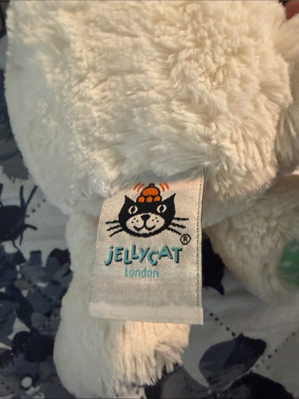 Medium sized cream jellycat with mint polka dot design, canada exclusive - Picture 2 of 5